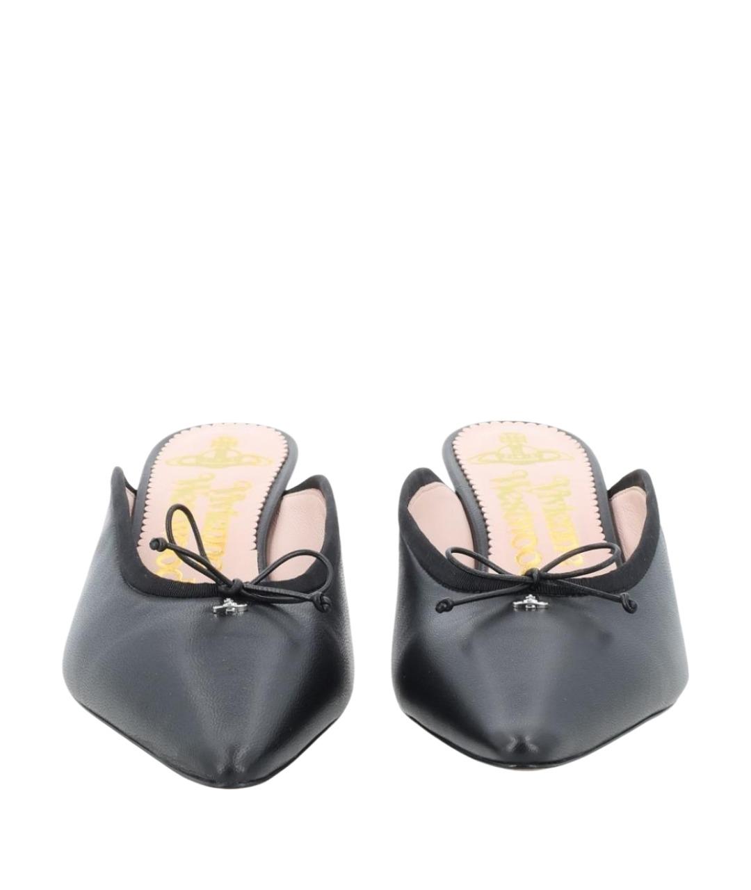 VIVIENNE WESTWOOD Черные кожаные мюли, фото 3