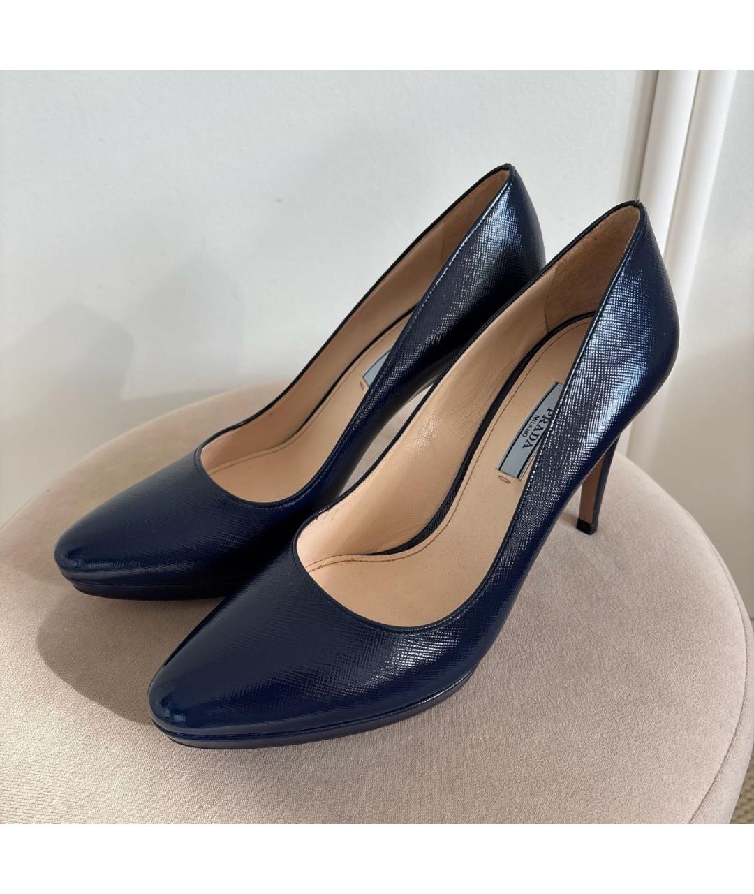 PRADA Темно-синие кожаные туфли, фото 8