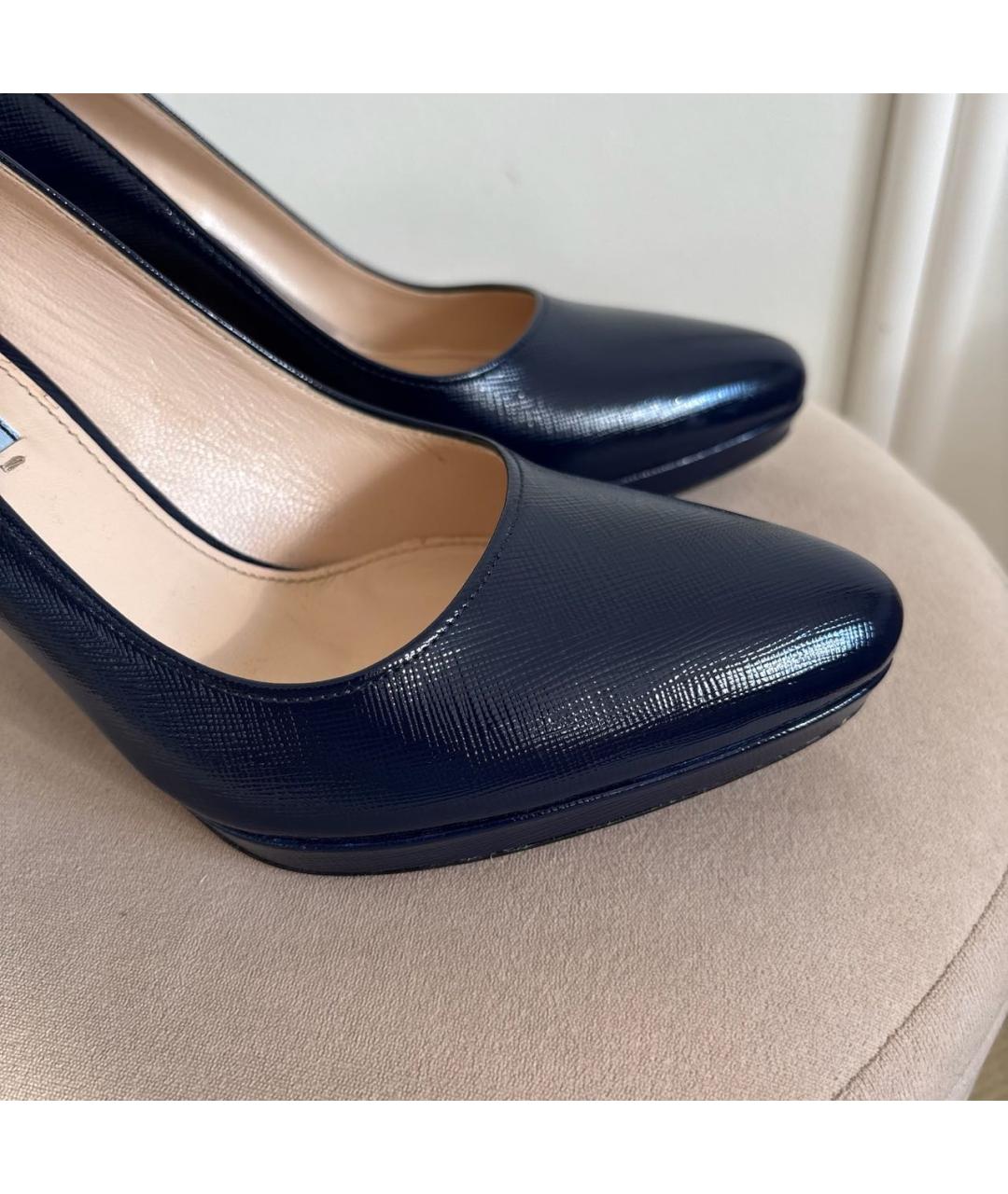 PRADA Темно-синие кожаные туфли, фото 7