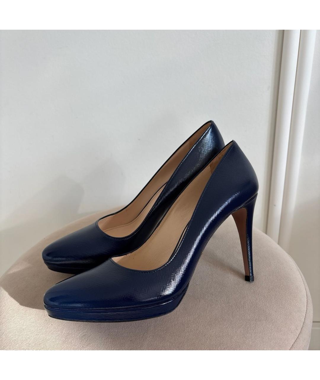 PRADA Темно-синие кожаные туфли, фото 4