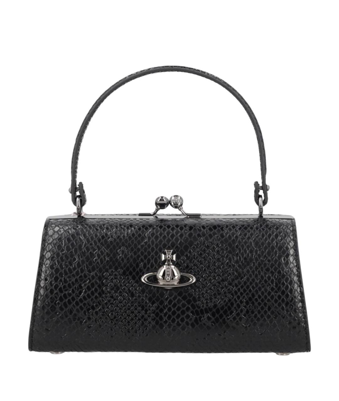 VIVIENNE WESTWOOD Черная кожаная сумка с короткими ручками, фото 1