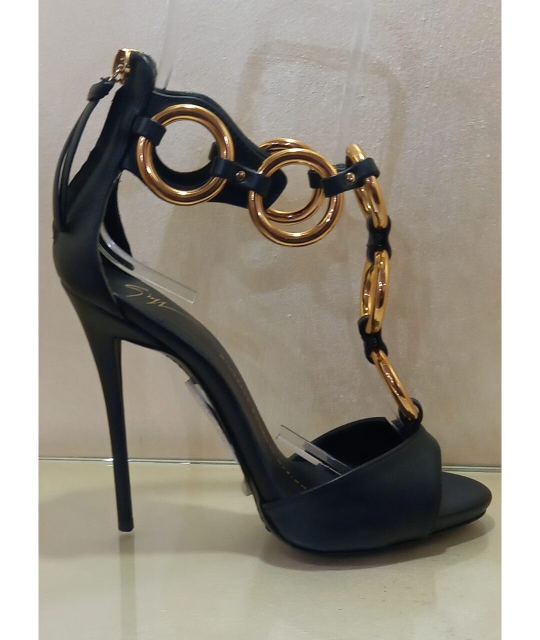 GIUSEPPE ZANOTTI DESIGN Черные кожаные босоножки, фото 8