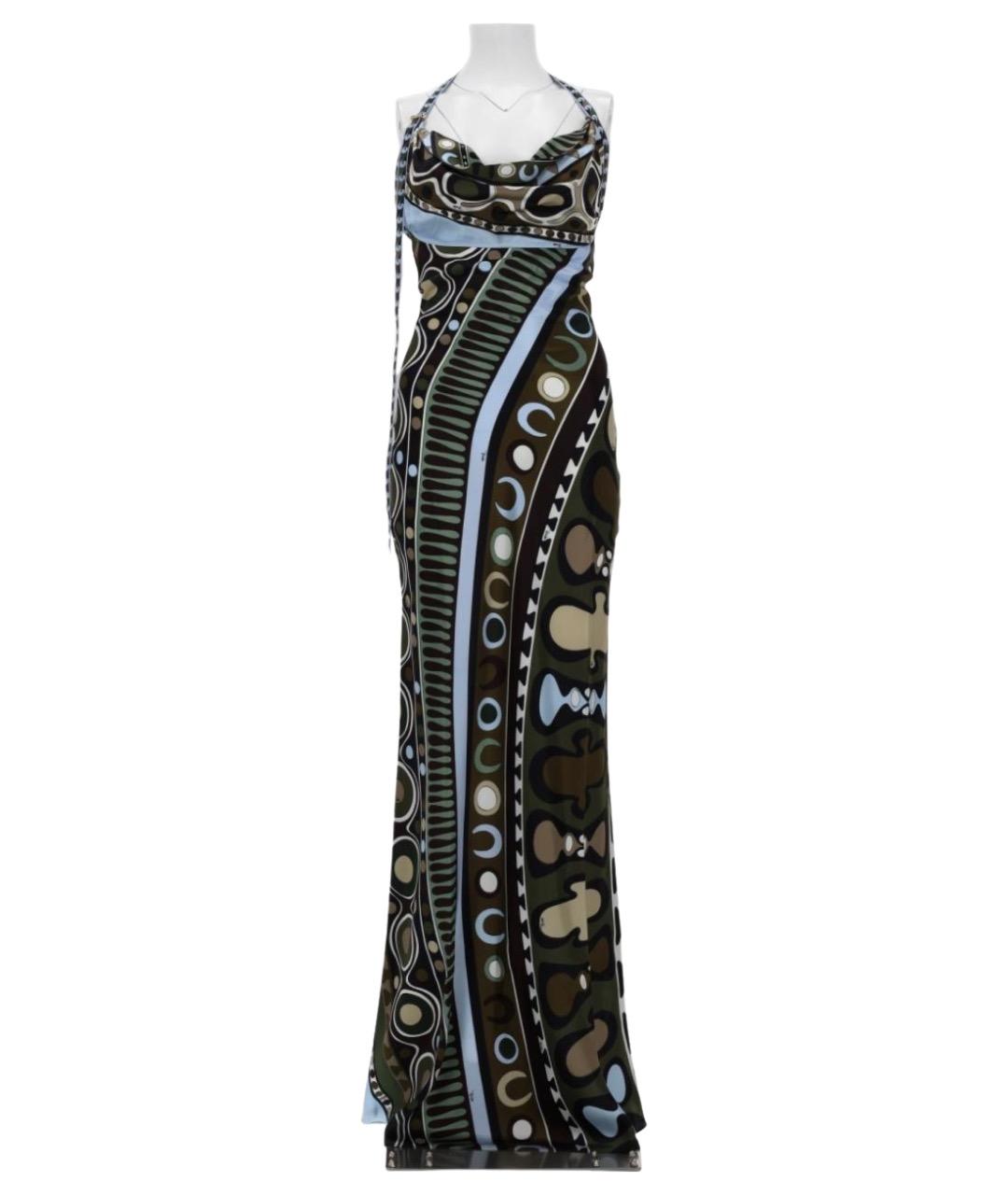 PUCCI Коричневое шелковое повседневное платье, фото 1