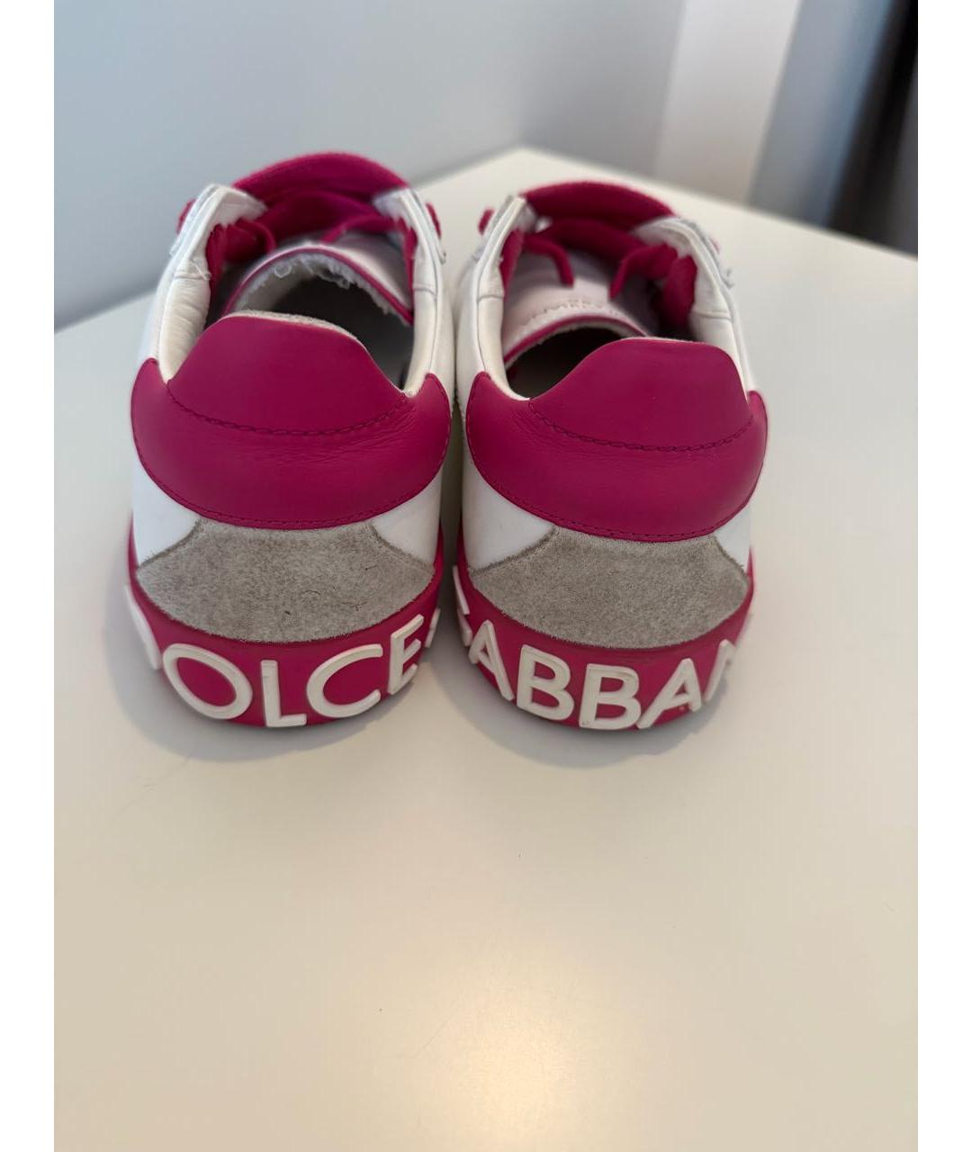 DOLCE&GABBANA Белые кожаные кеды, фото 6