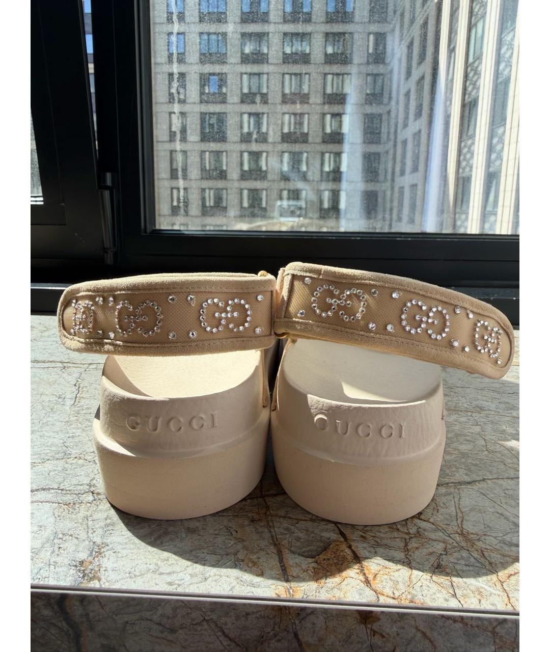 GUCCI Бежевые шлепанцы, фото 4