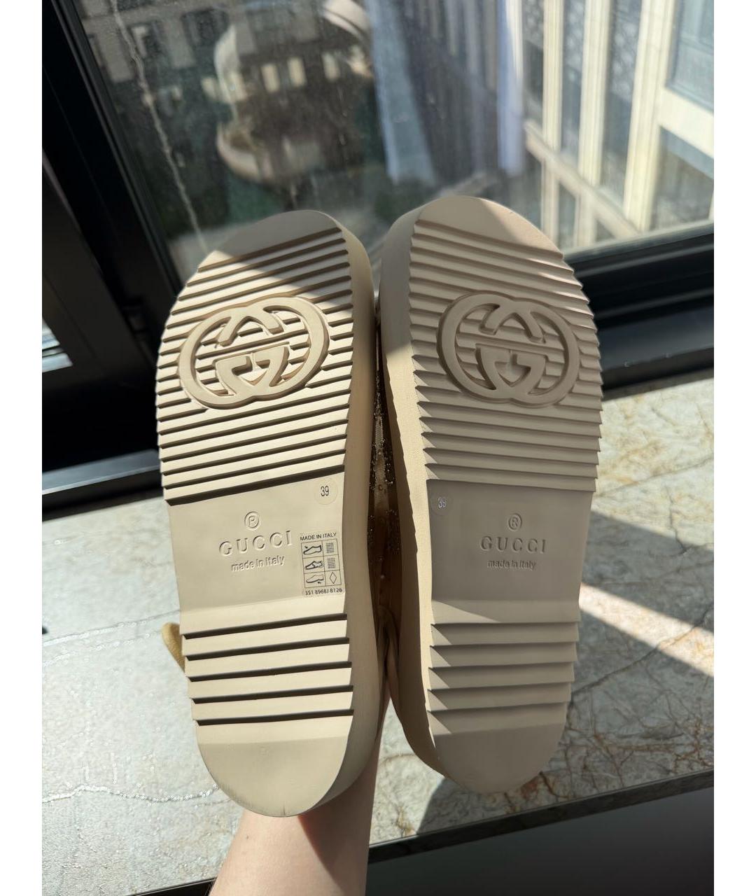 GUCCI Бежевые шлепанцы, фото 5