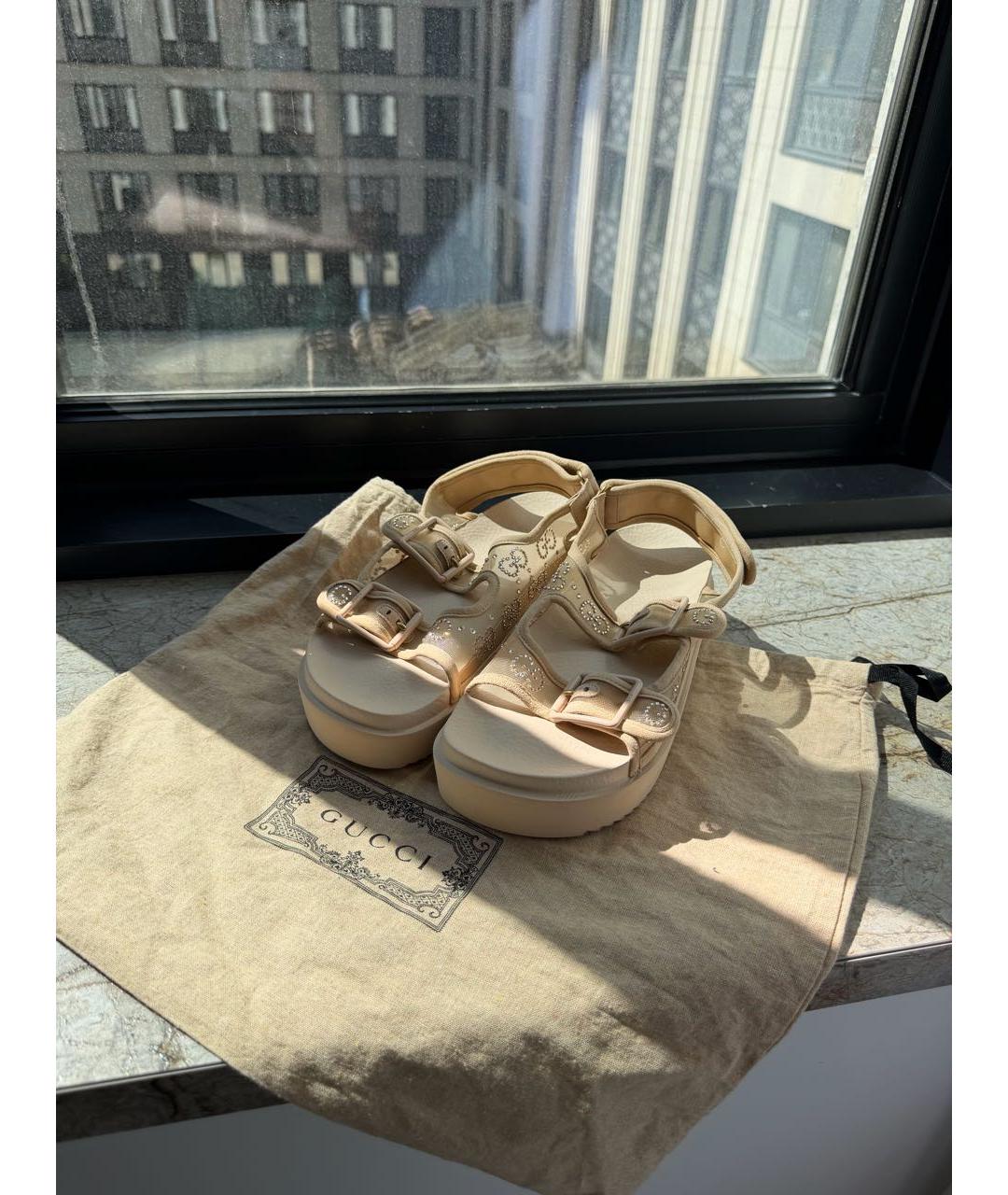 GUCCI Бежевые шлепанцы, фото 8