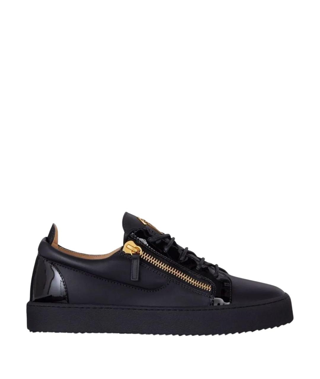 GIUSEPPE ZANOTTI DESIGN Черные кожаные низкие кроссовки / кеды, фото 1