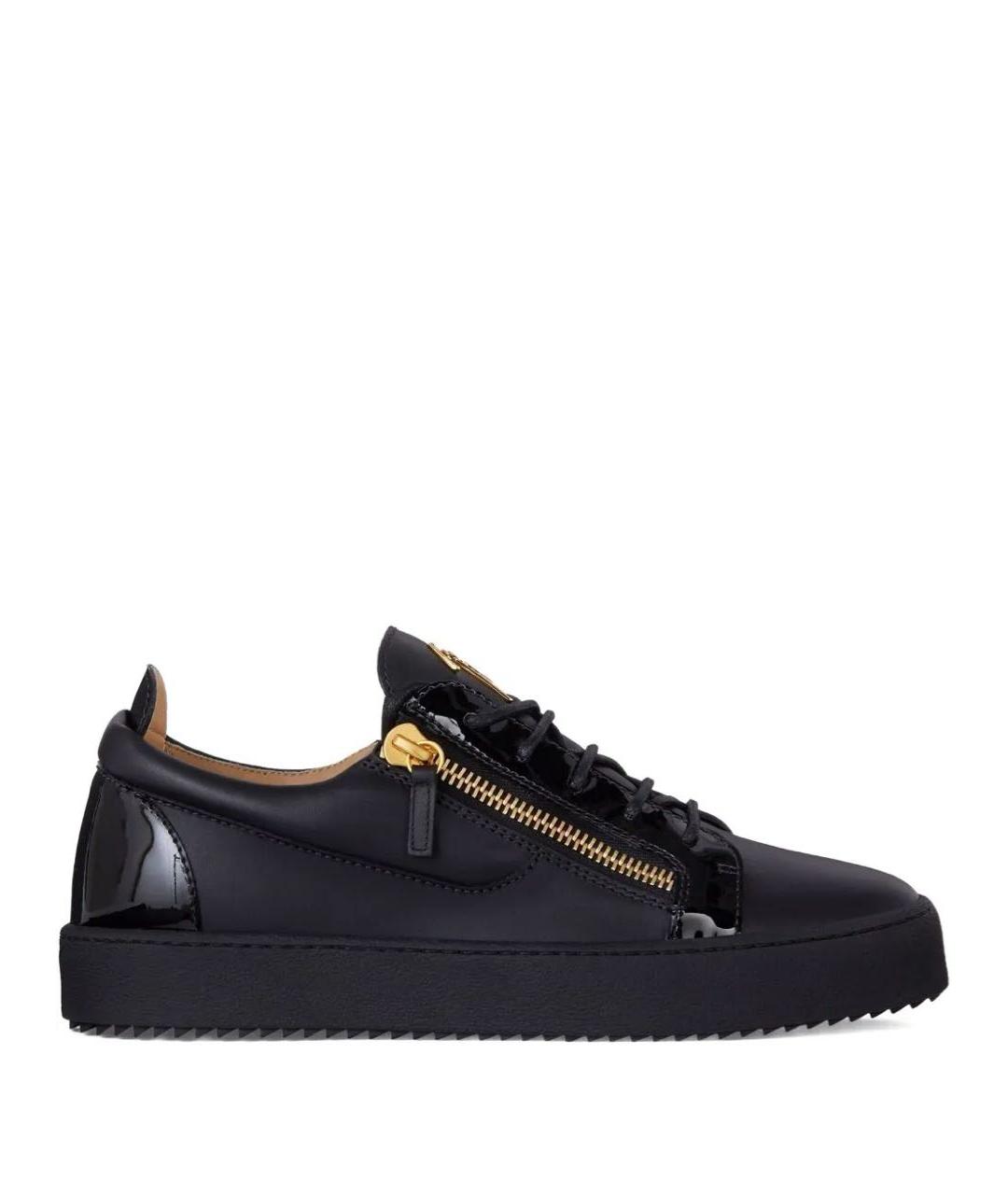 GIUSEPPE ZANOTTI DESIGN Черные кожаные низкие кроссовки / кеды, фото 5