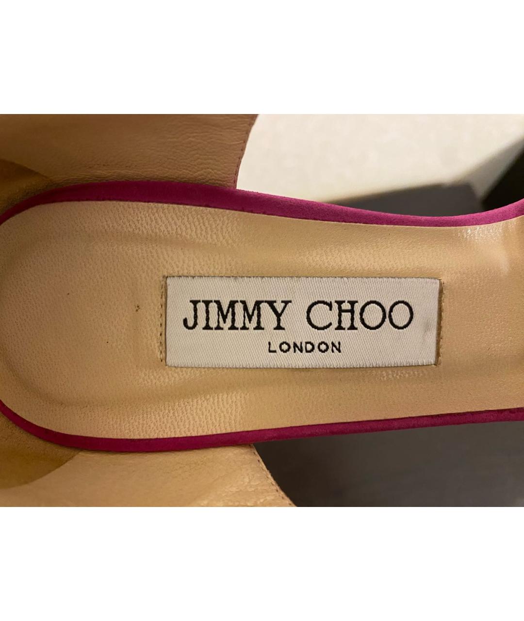 JIMMY CHOO Фуксия замшевые мюли, фото 5