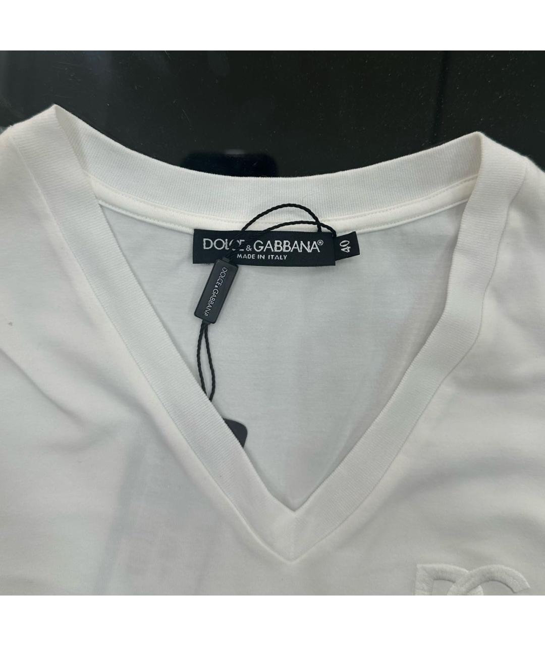 DOLCE&GABBANA Белая хлопковая футболка, фото 4