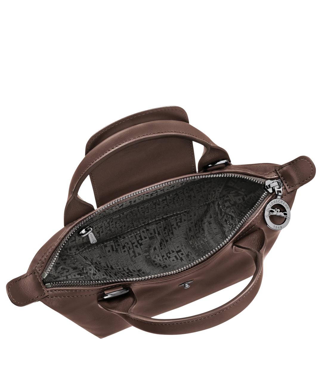 LONGCHAMP Коричневая кожаная сумка с короткими ручками, фото 3