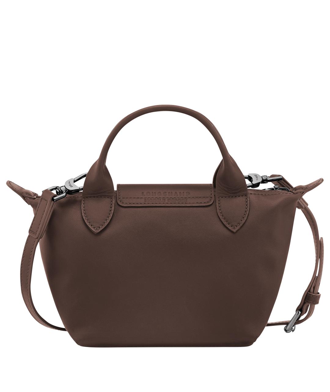 LONGCHAMP Коричневая кожаная сумка с короткими ручками, фото 2