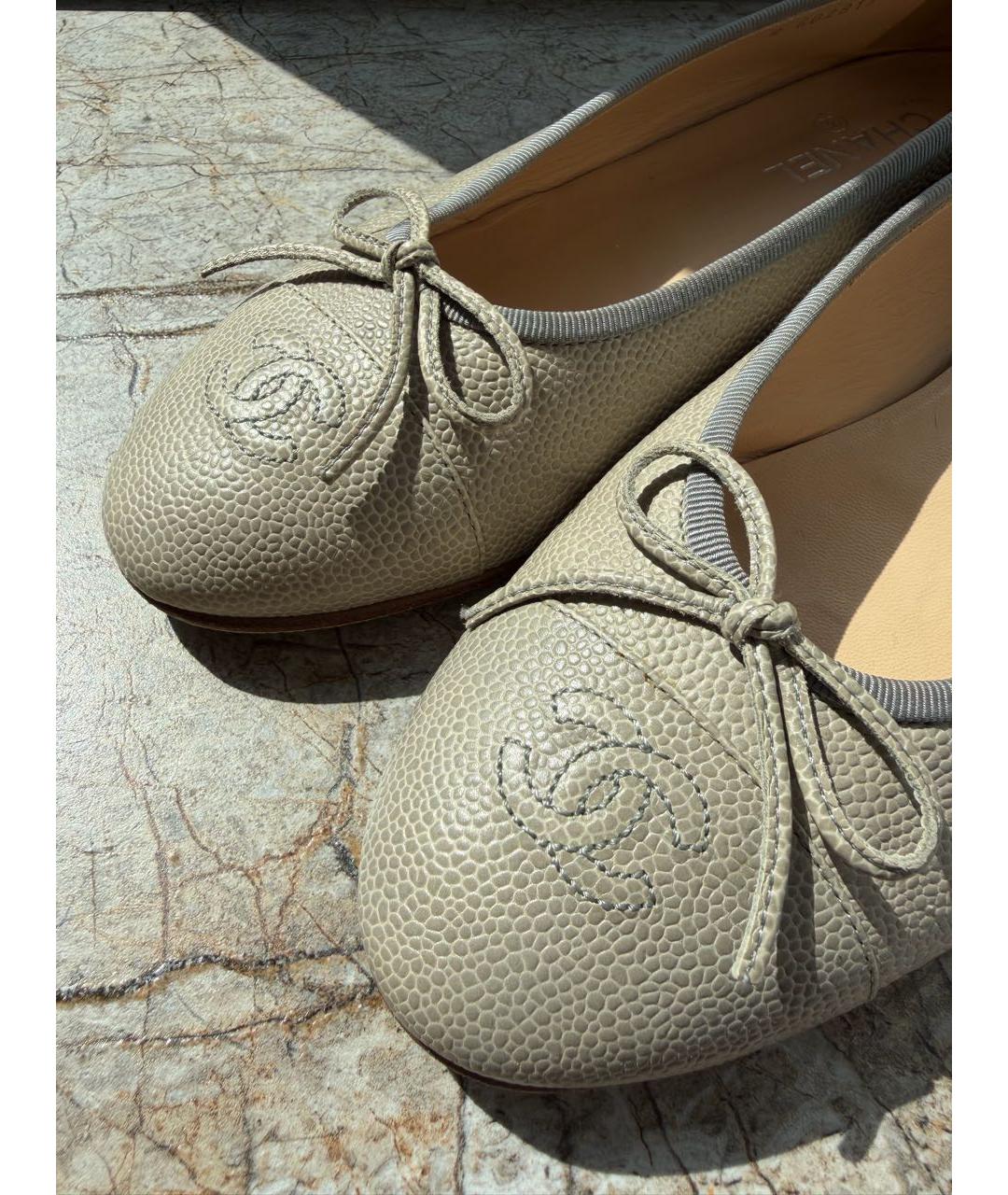 CHANEL Серые кожаные балетки, фото 7