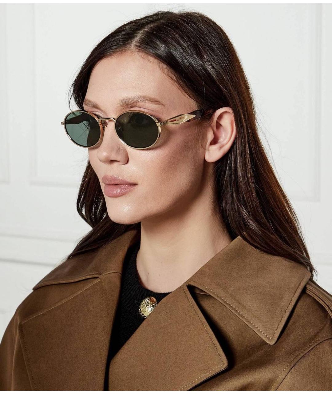 PRADA Золотые металлические солнцезащитные очки, фото 5