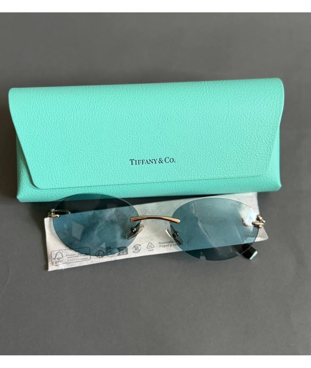 TIFFANY&CO Голубые пластиковые солнцезащитные очки, фото 5