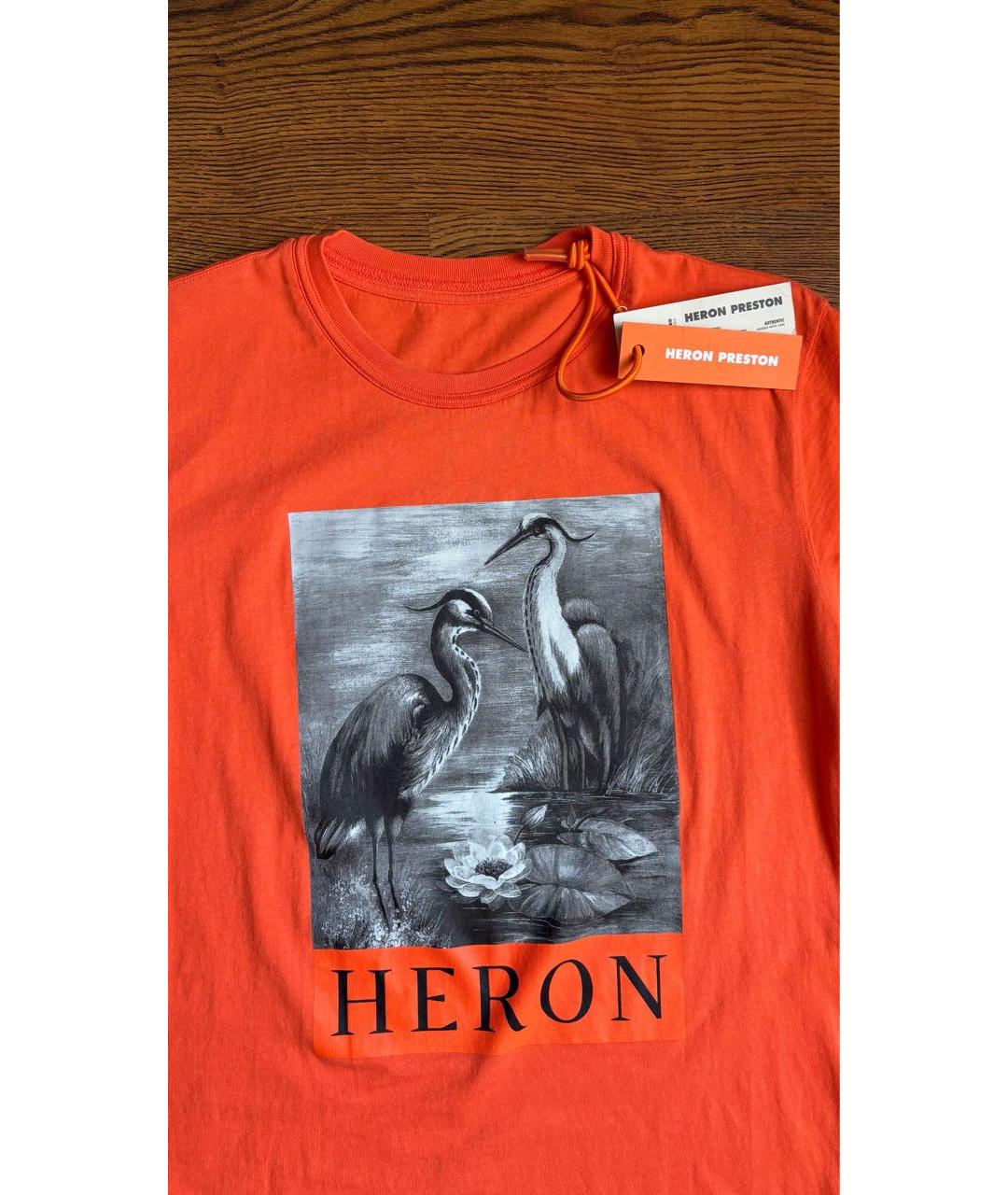 HERON PRESTON Оранжевая хлопковая футболка, фото 3