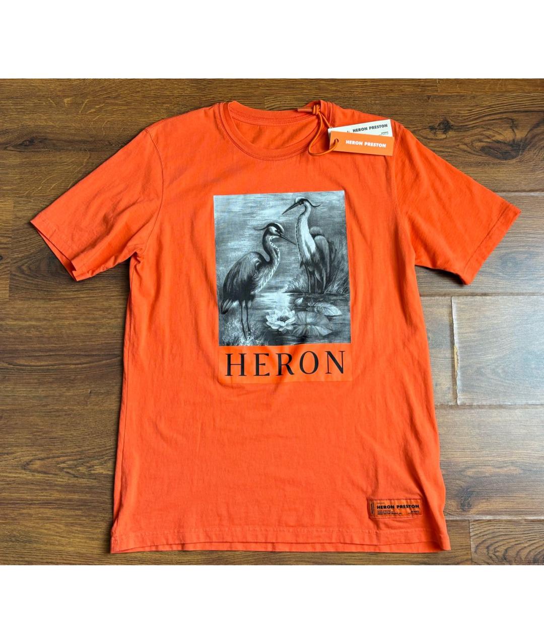 HERON PRESTON Оранжевая хлопковая футболка, фото 9