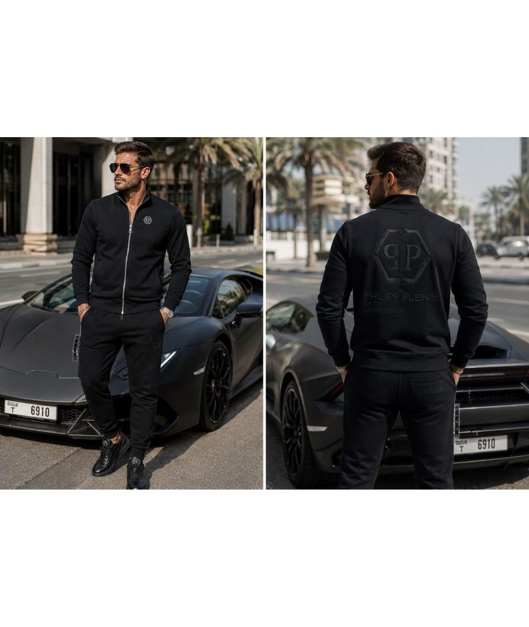 PHILIPP PLEIN Черный хлопковый спортивный костюм, фото 8