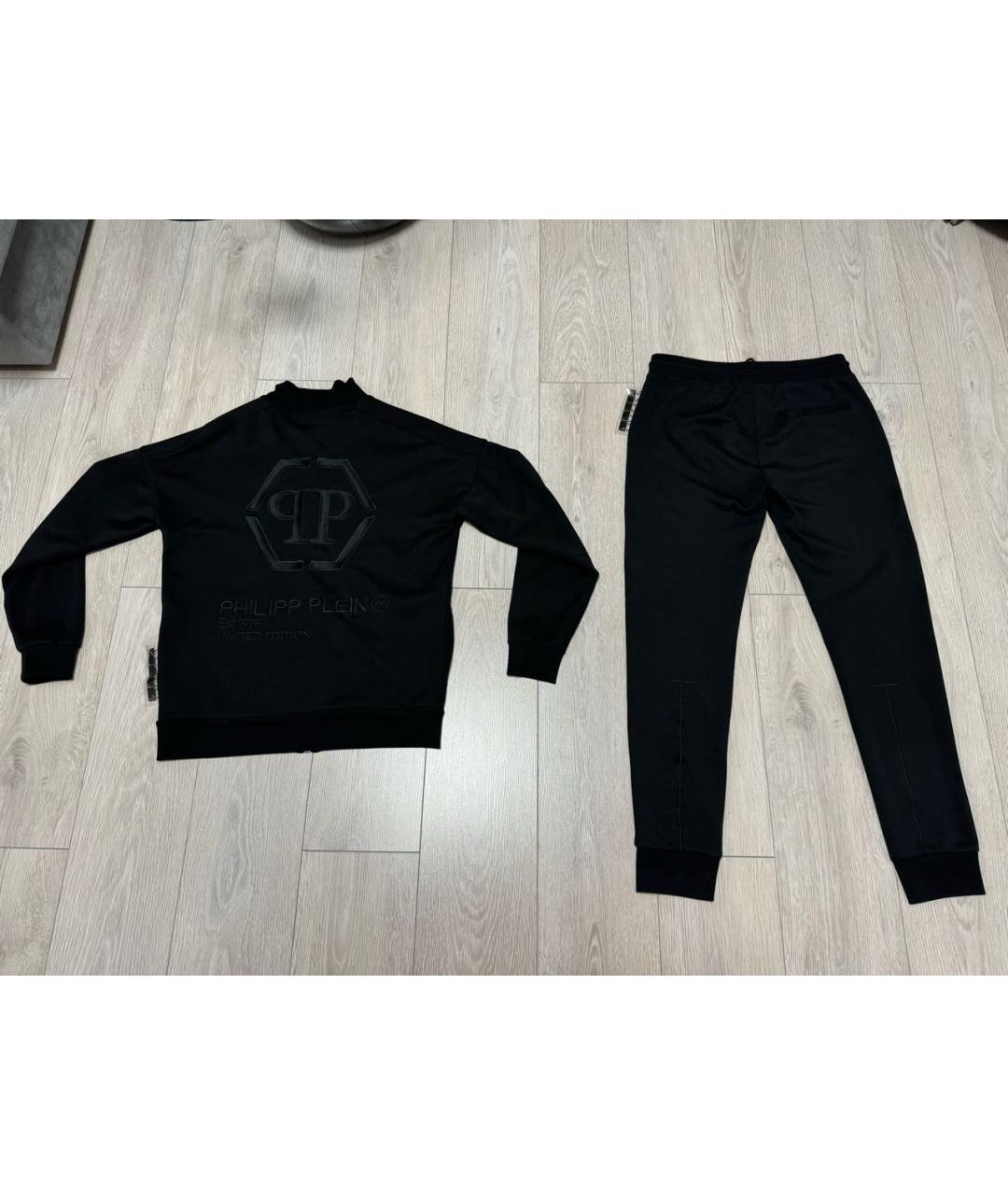 PHILIPP PLEIN Черный хлопковый спортивный костюм, фото 2