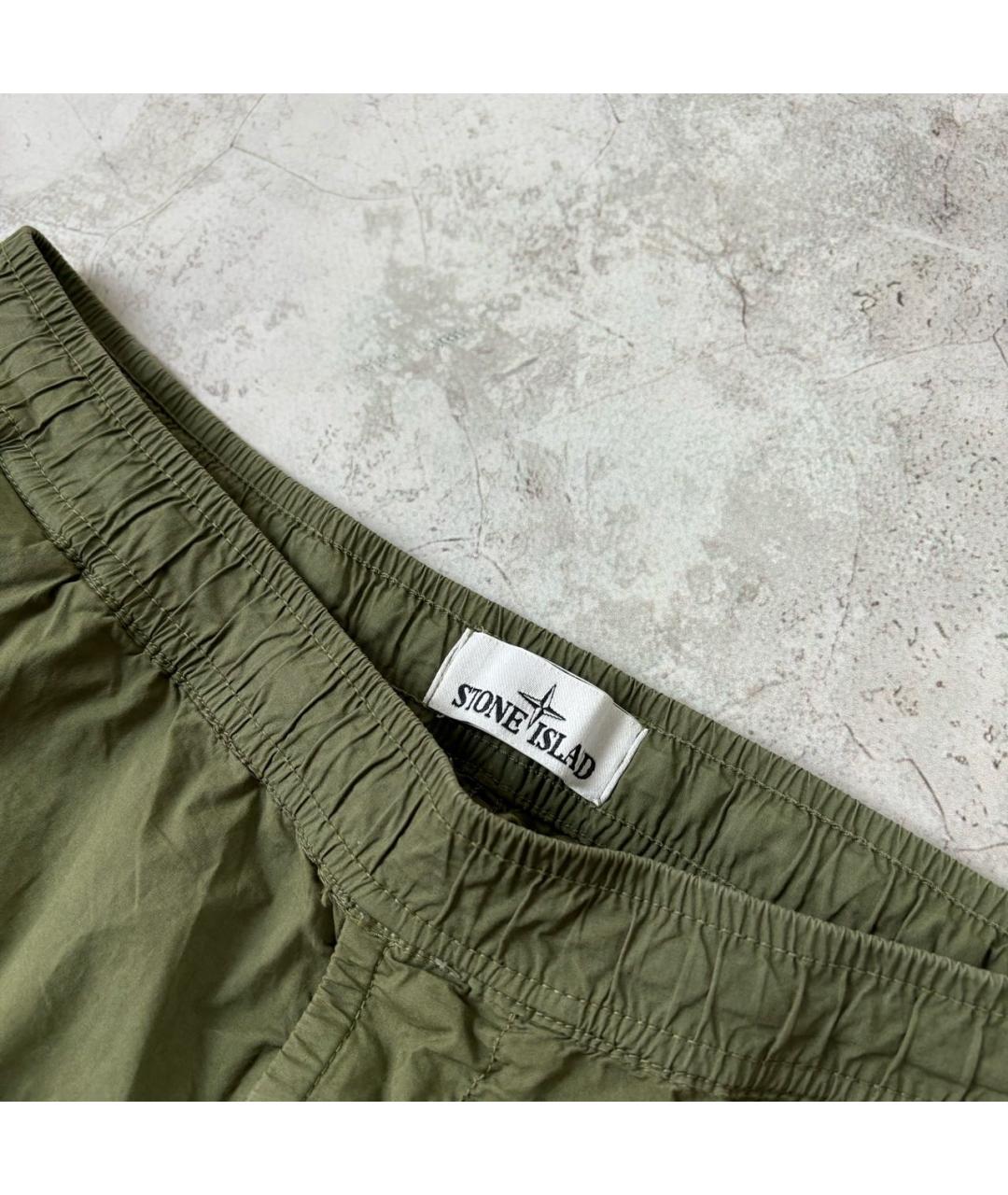 STONE ISLAND Зеленые хлопковые брюки чинос, фото 3