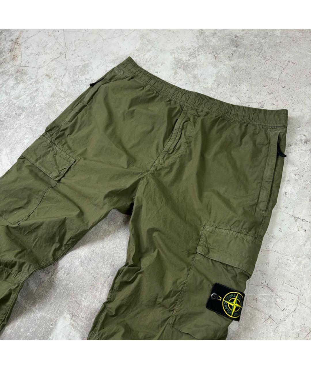 STONE ISLAND Зеленые хлопковые брюки чинос, фото 2