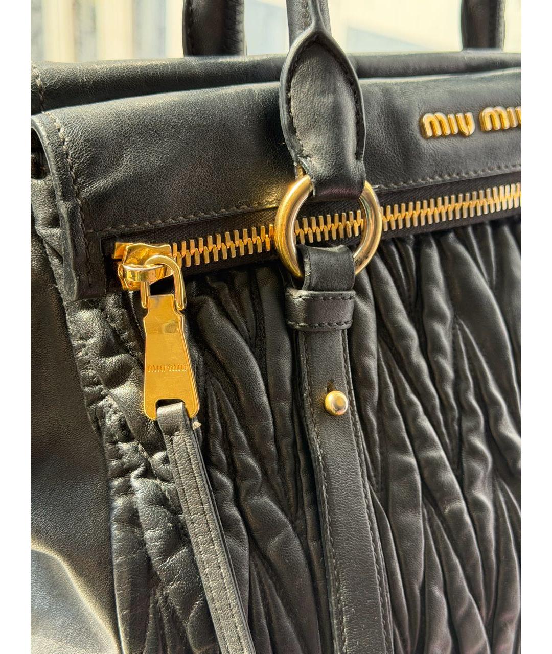 MIU MIU Черная кожаная сумка тоут, фото 7
