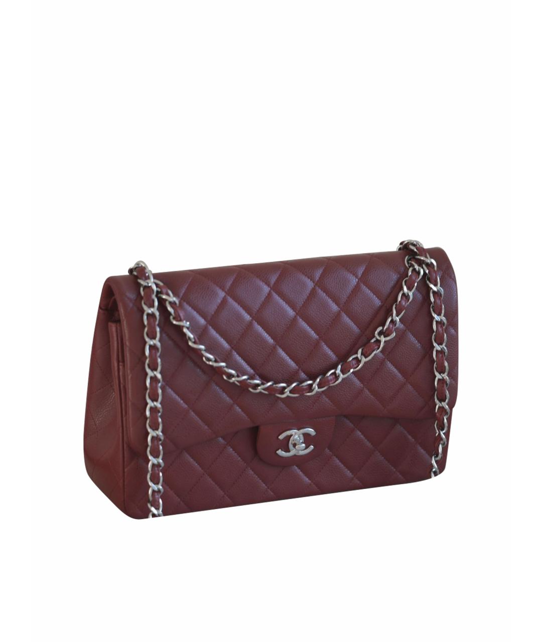 CHANEL Бордовая кожаная сумка через плечо, фото 1