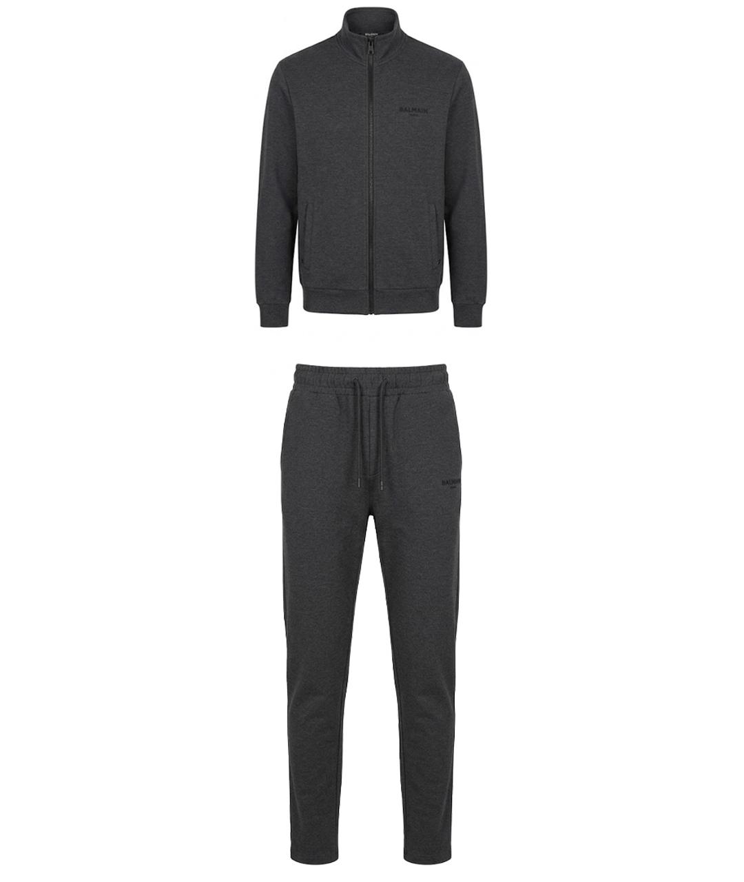 BALMAIN Антрацитовый хлопковый спортивный костюм, фото 1
