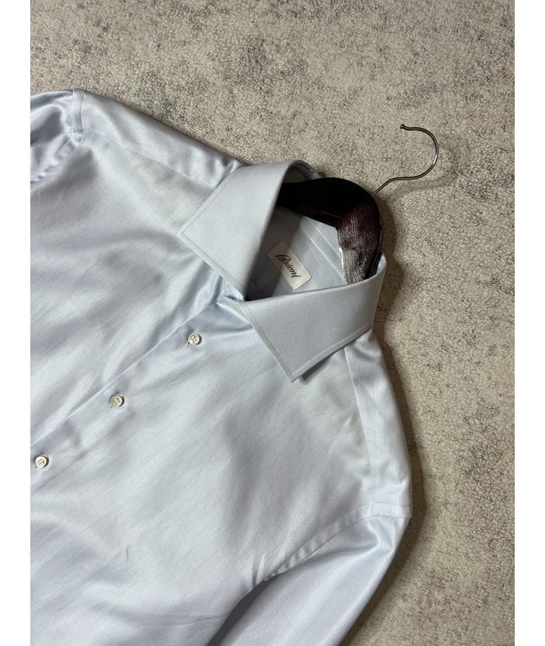 BRIONI Голубая хлопковая классическая рубашка, фото 2