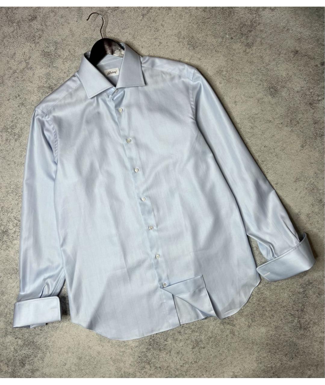 BRIONI Голубая хлопковая классическая рубашка, фото 8