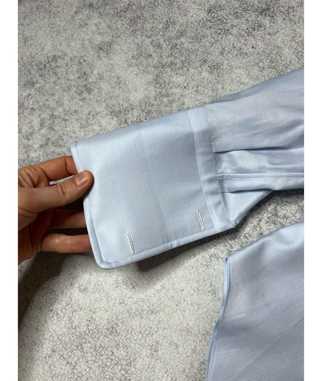 BRIONI Голубая хлопковая классическая рубашка, фото 4