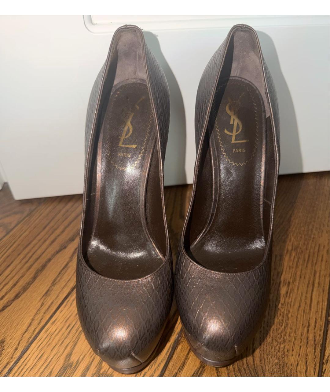 SAINT LAURENT Коричневые туфли из экзотической кожи, фото 2