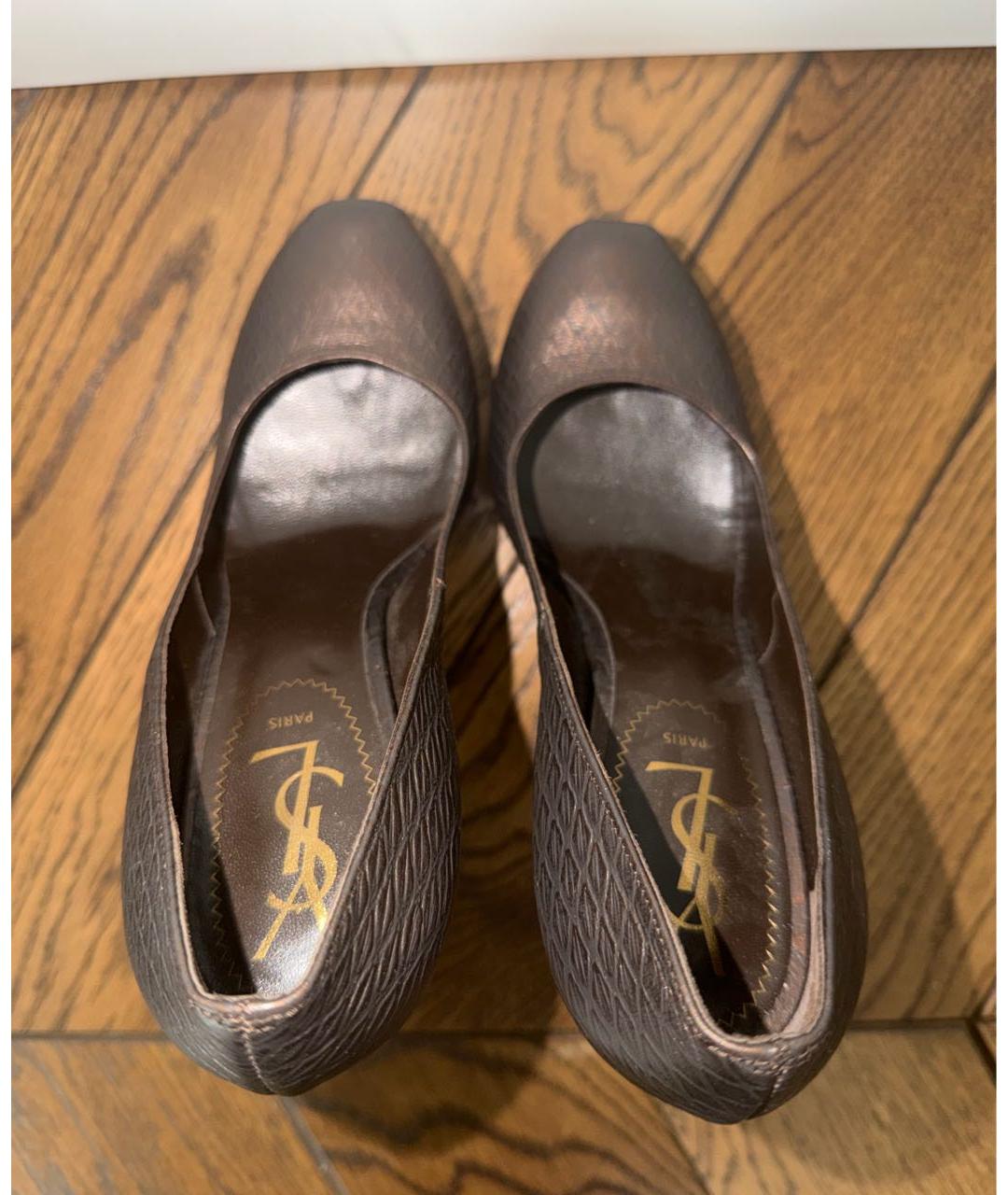 SAINT LAURENT Коричневые туфли из экзотической кожи, фото 3