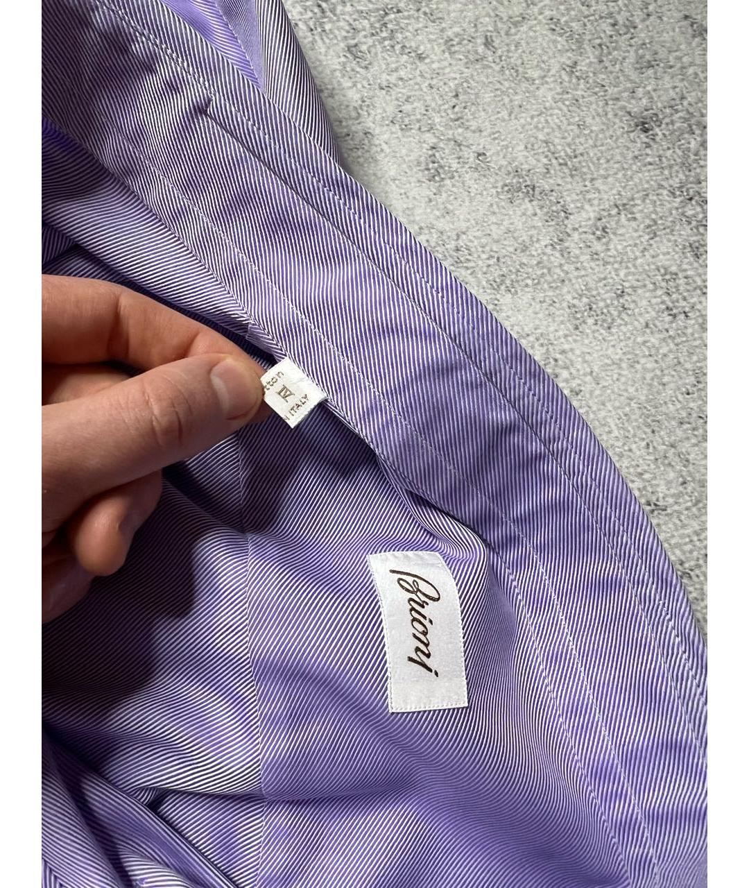 BRIONI Фиолетовая хлопковая кэжуал рубашка, фото 5