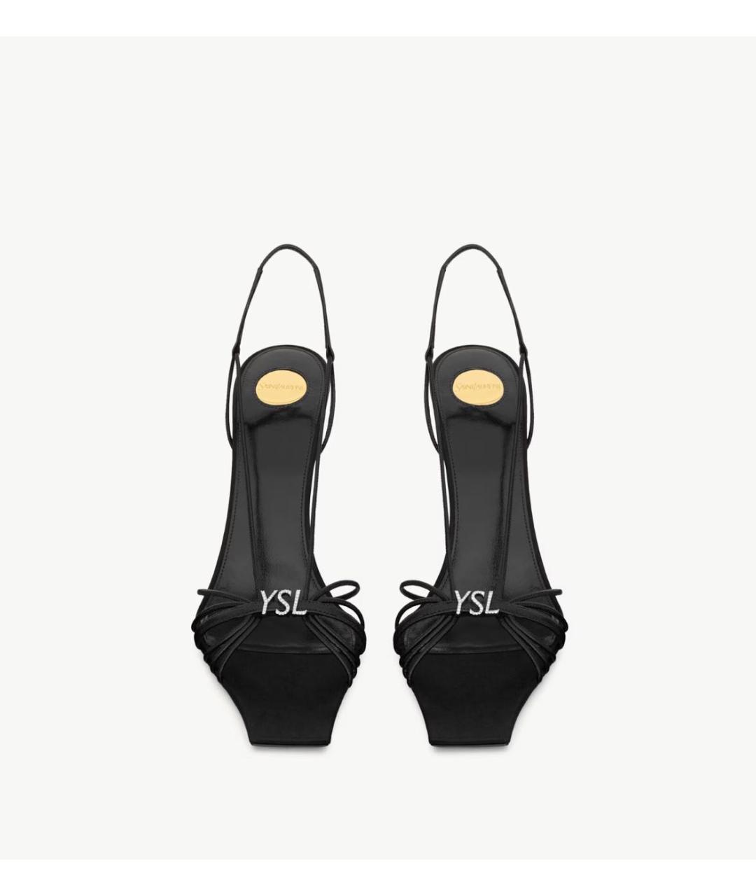 SAINT LAURENT Черные кожаные босоножки, фото 2