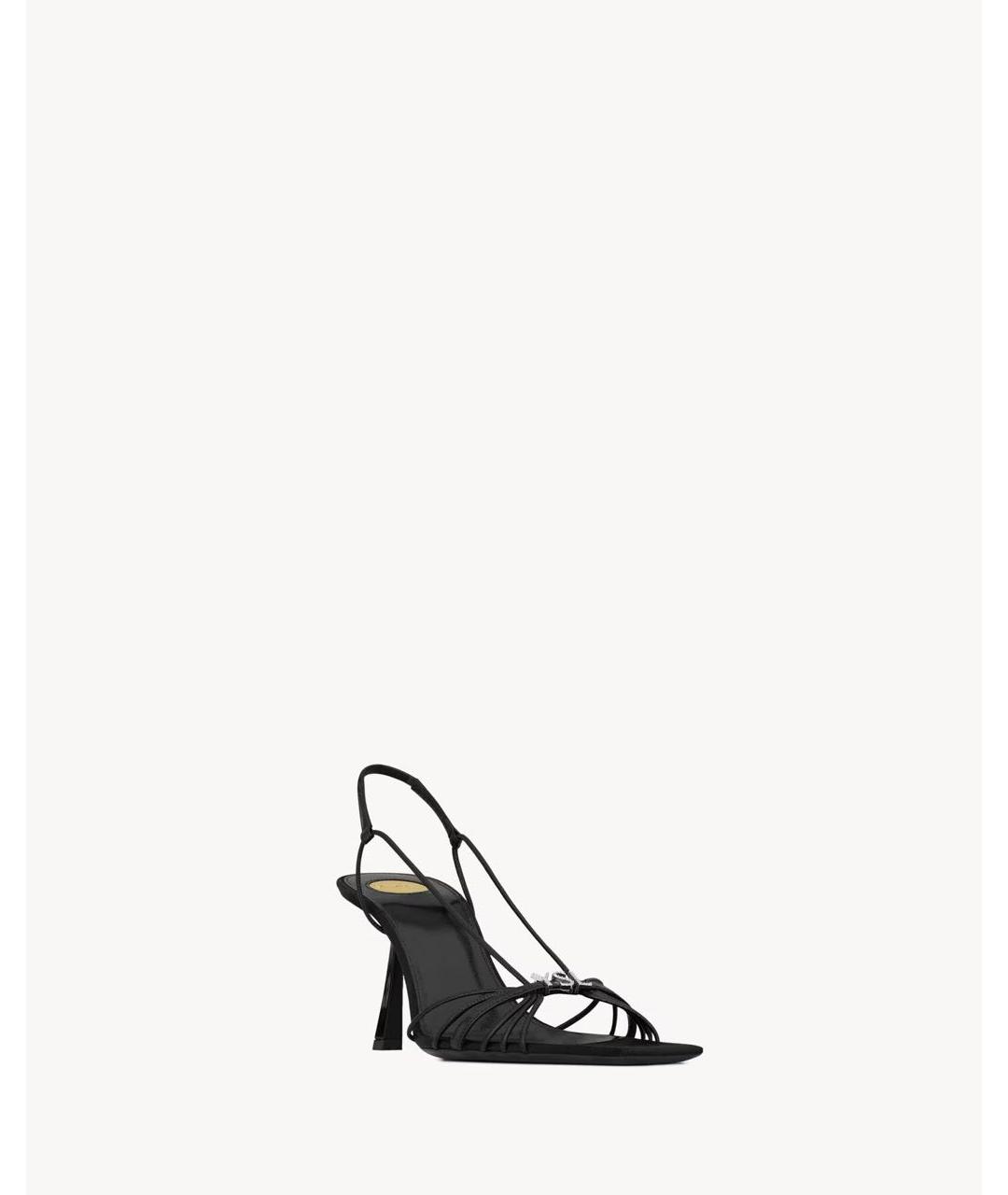 SAINT LAURENT Черные кожаные босоножки, фото 3
