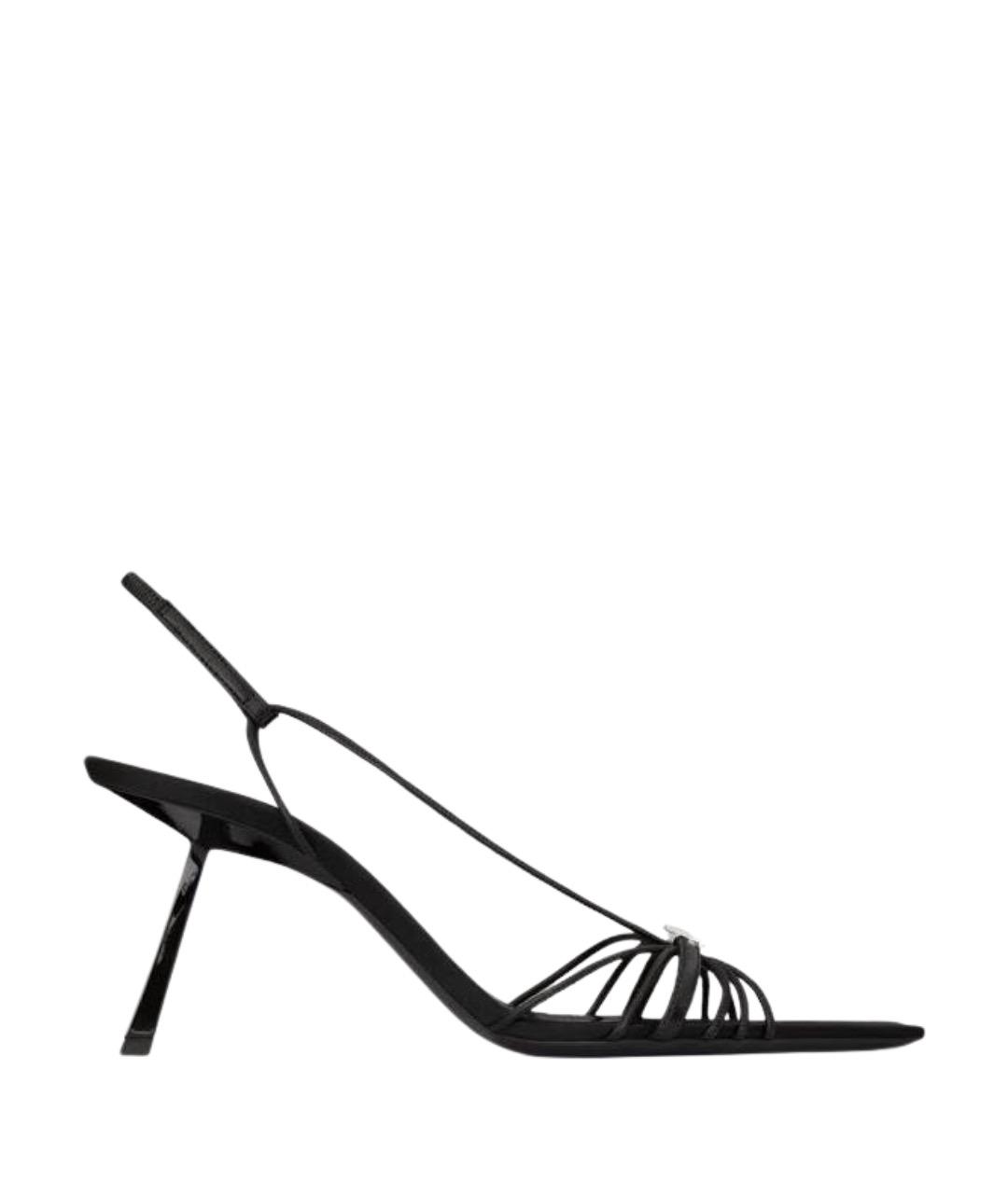 SAINT LAURENT Черные кожаные босоножки, фото 1
