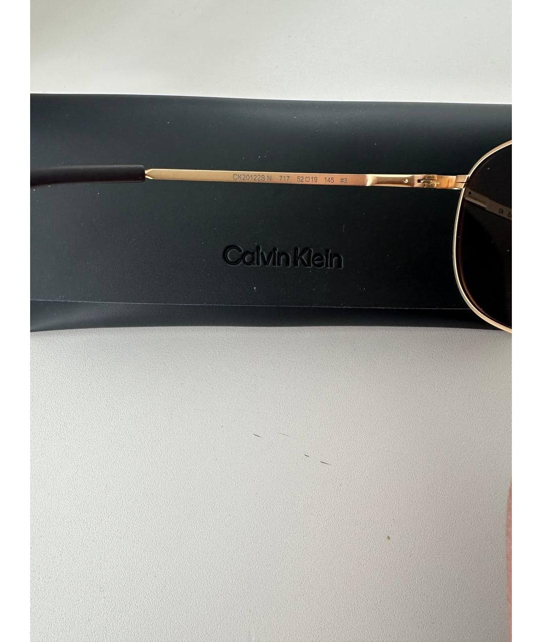 CALVIN KLEIN Золотые пластиковые солнцезащитные очки, фото 6