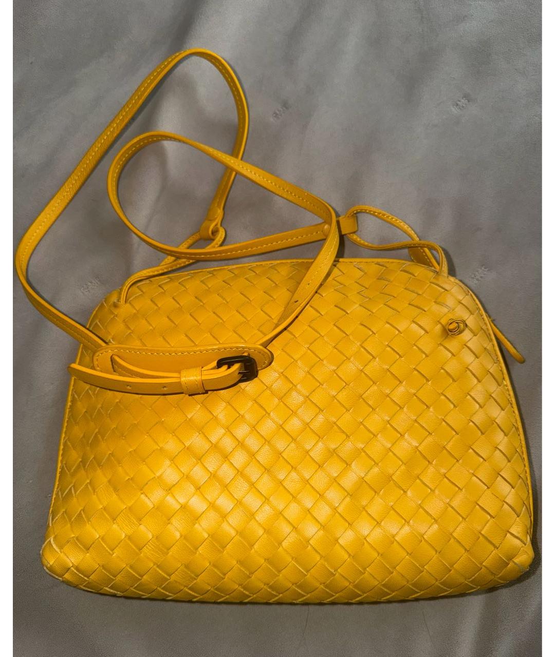 BOTTEGA VENETA Желтая кожаная сумка через плечо, фото 3