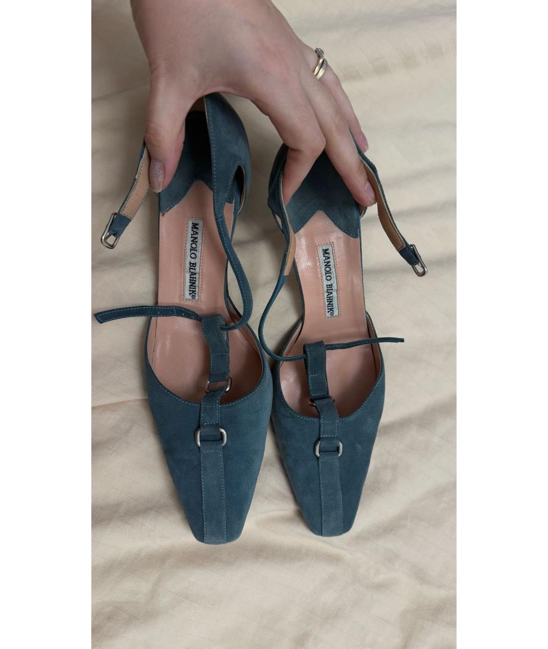 MANOLO BLAHNIK Зеленые замшевые туфли, фото 3