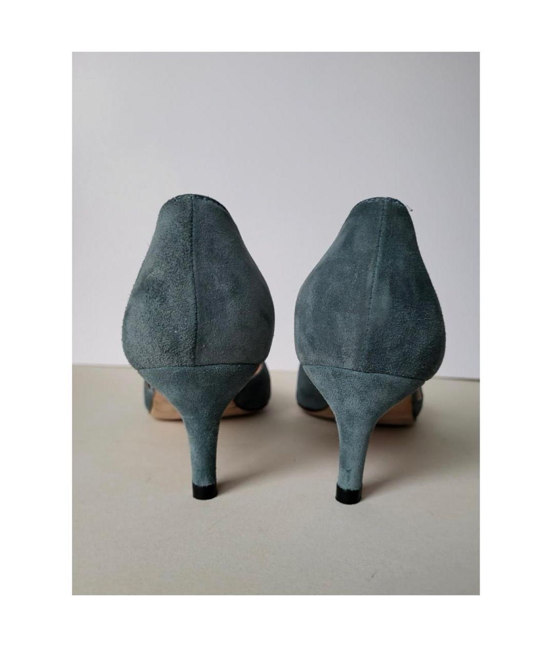 MANOLO BLAHNIK Зеленые замшевые туфли, фото 4