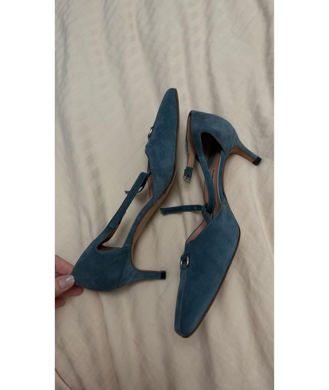 MANOLO BLAHNIK Зеленые замшевые туфли, фото 8