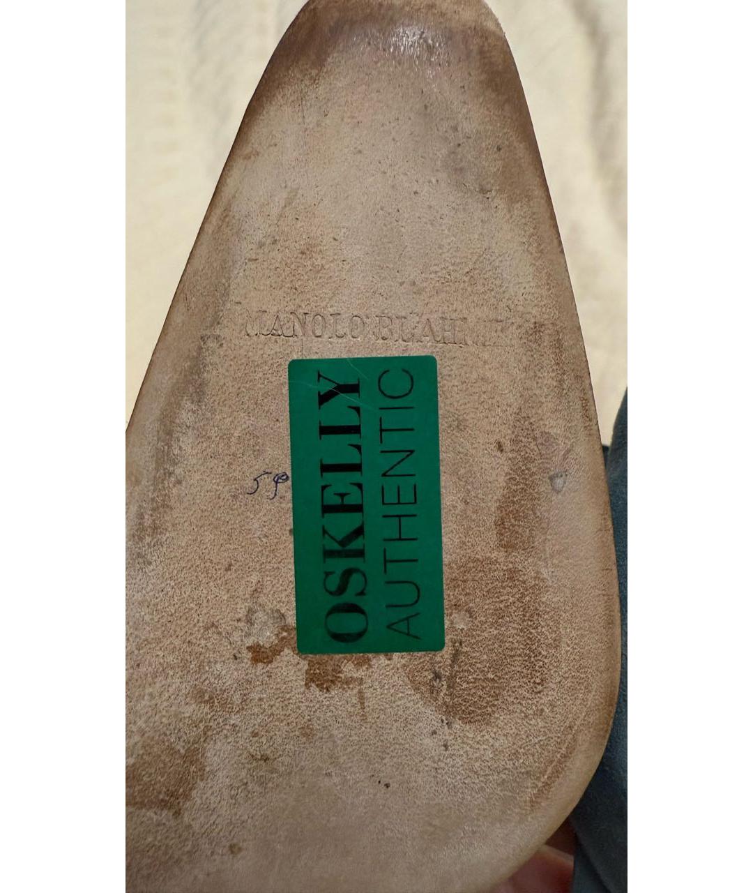 MANOLO BLAHNIK Зеленые замшевые туфли, фото 6