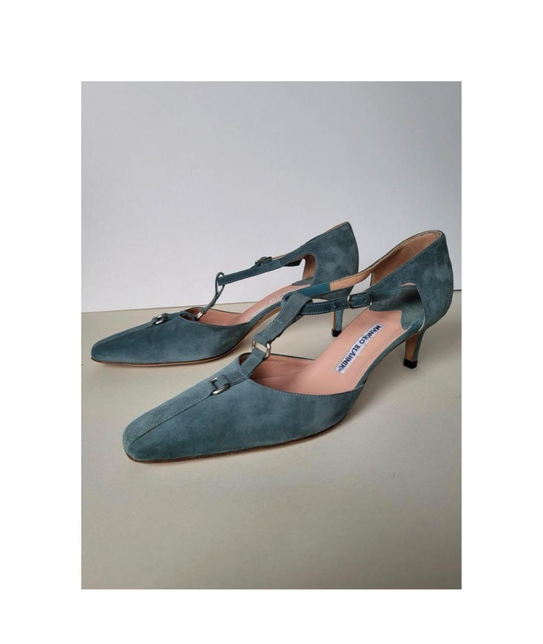 MANOLO BLAHNIK Зеленые замшевые туфли, фото 2