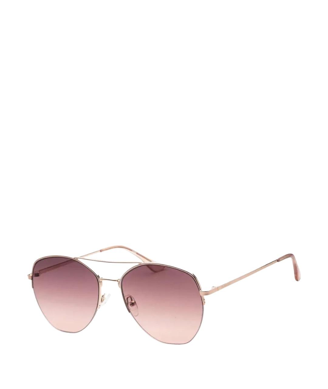 CALVIN KLEIN Золотые металлические солнцезащитные очки, фото 1