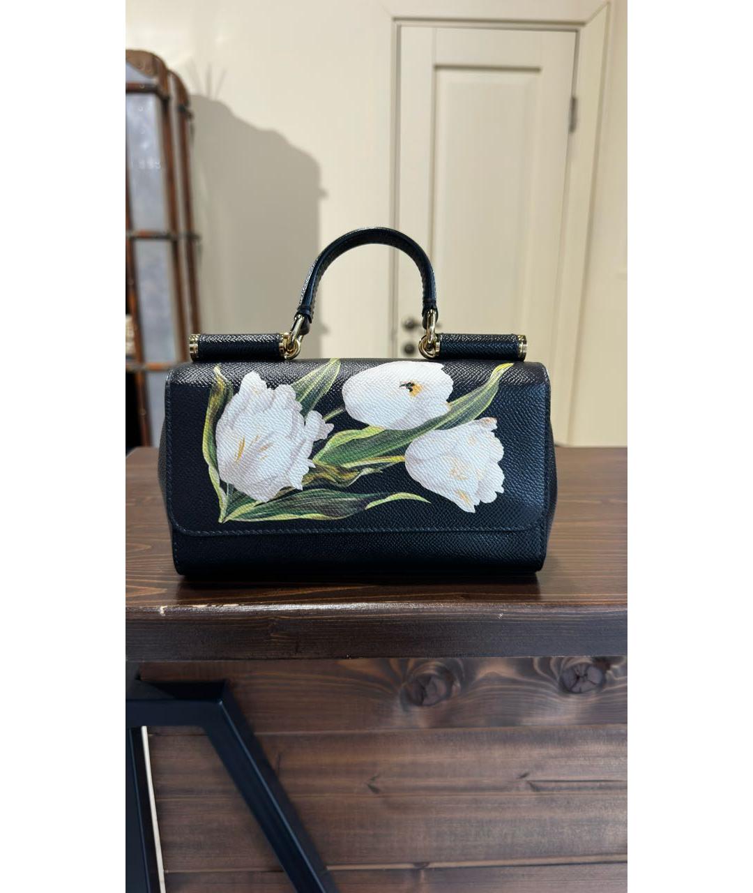 DOLCE&GABBANA Черная кожаная сумка с короткими ручками, фото 5