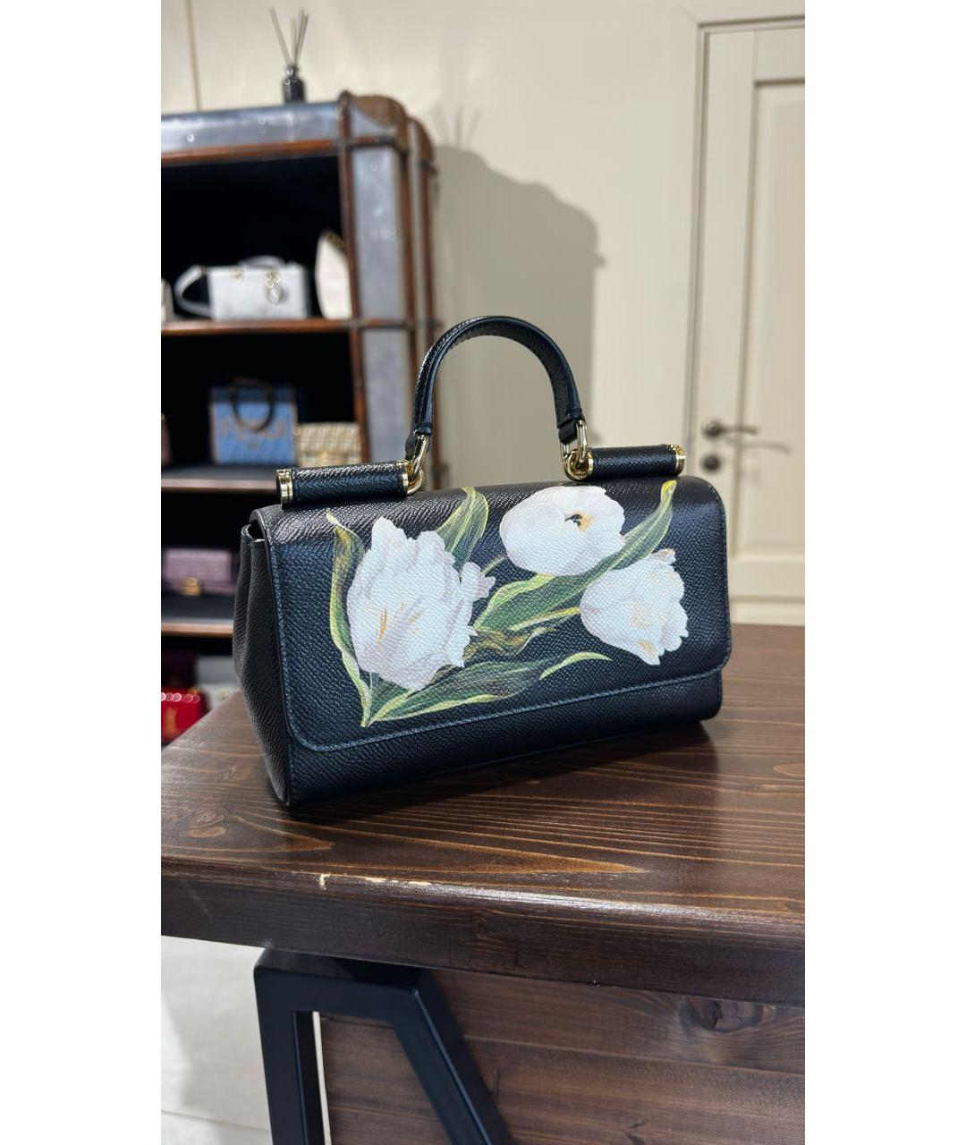 DOLCE&GABBANA Черная кожаная сумка с короткими ручками, фото 2