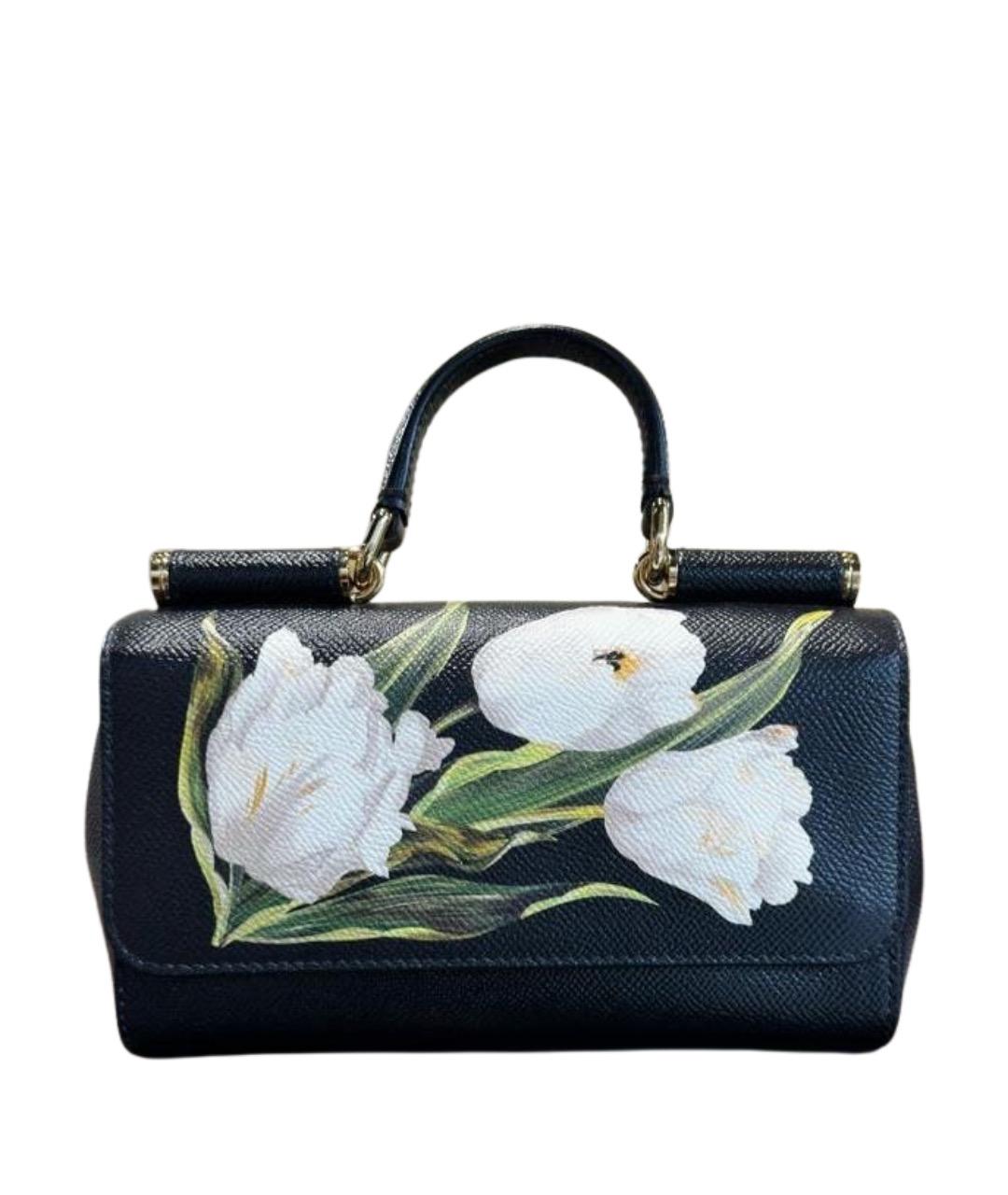 DOLCE&GABBANA Черная кожаная сумка с короткими ручками, фото 1