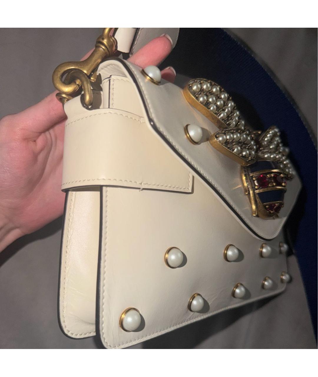 GUCCI Белая кожаная сумка через плечо, фото 3